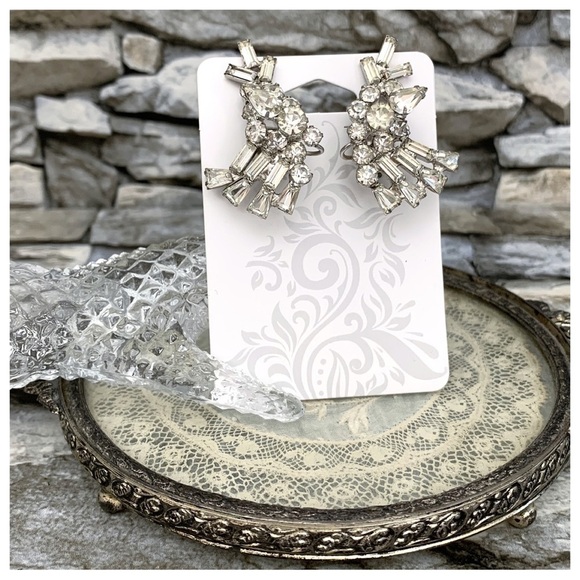 Vintage Juliana DeLizza Elster D&E Art Glass Rhinestone Ear Climber Clip Earring - Picture 3 of 7